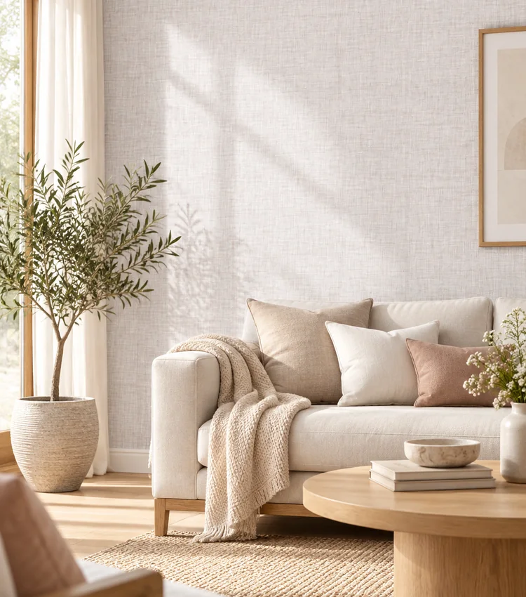 Sala clara e elegante com decoração aconchegante