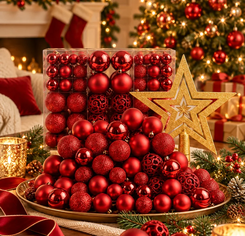 Enfeites vermelhos de Natal